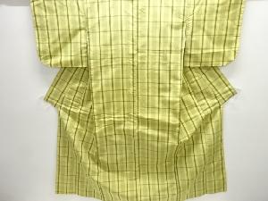 アンティーク　格子織り出し米沢紬着物